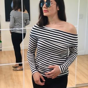 Tommy Hilfiger black and white off shoulder top